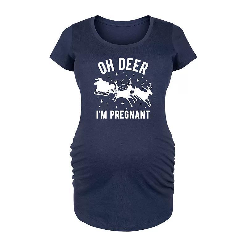 Maternity Oh Deer I'm Pregnant Santa's Sleigh Graphic Tee, Women's, Size: XL-Mat, Blue Product Image