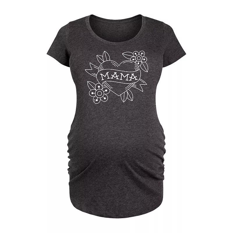 Maternity Mama Tattoo Heart Graphic Tee, Womens Product Image