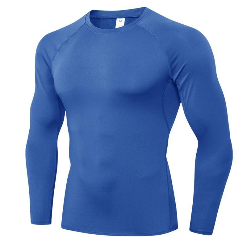 Long-Sleeve Round Neck Plain Sport T-Shirt Product Image