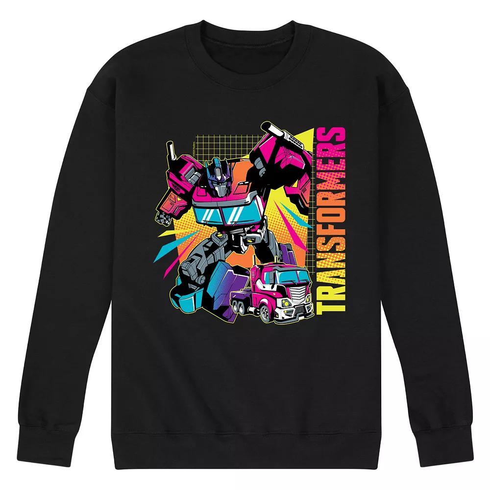 Men's Transformers Neon Halftones Fleece Sweatshirt, Size: Large, Black Product Image