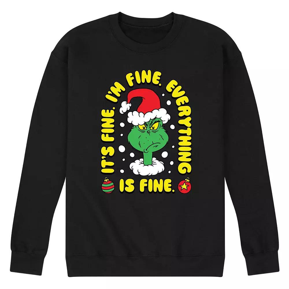 Men's Dr. Seuss The Grinch Everything Is Fine Fleece Sweatshirt,  Product Image