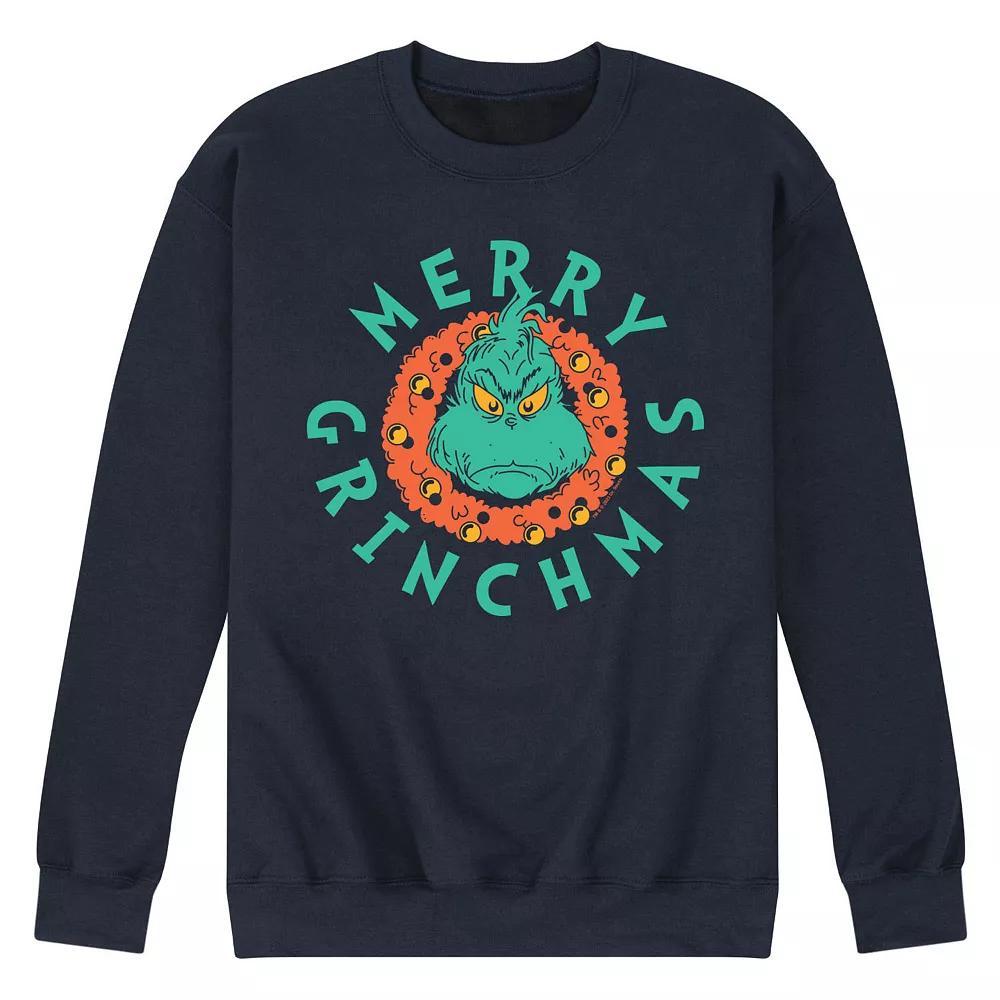 Men's Dr. Seuss The Grinch Merry Grinchmas Fleece Sweatshirt, Size: XXL, Blue Product Image