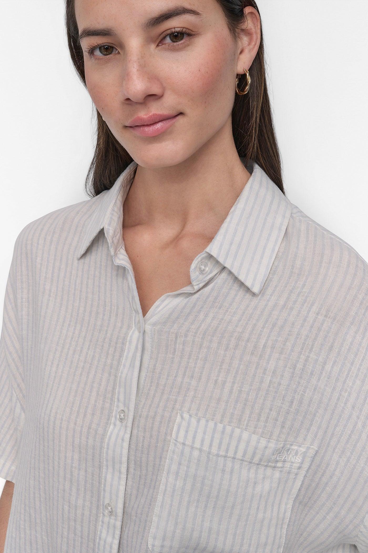 CROPPED LINEN-BLEND SHIRT Product Image