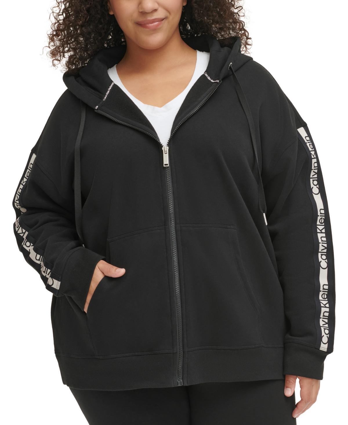 Calvin Klein Performance Plus Size Logo-Stripe Hoodie Product Image