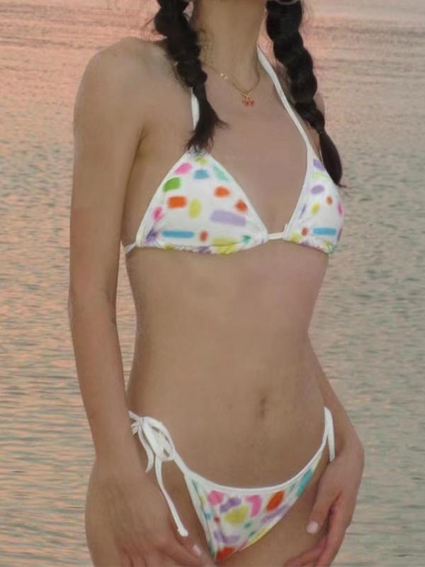 Cartoon Print Lace Up Bikinis Product Image