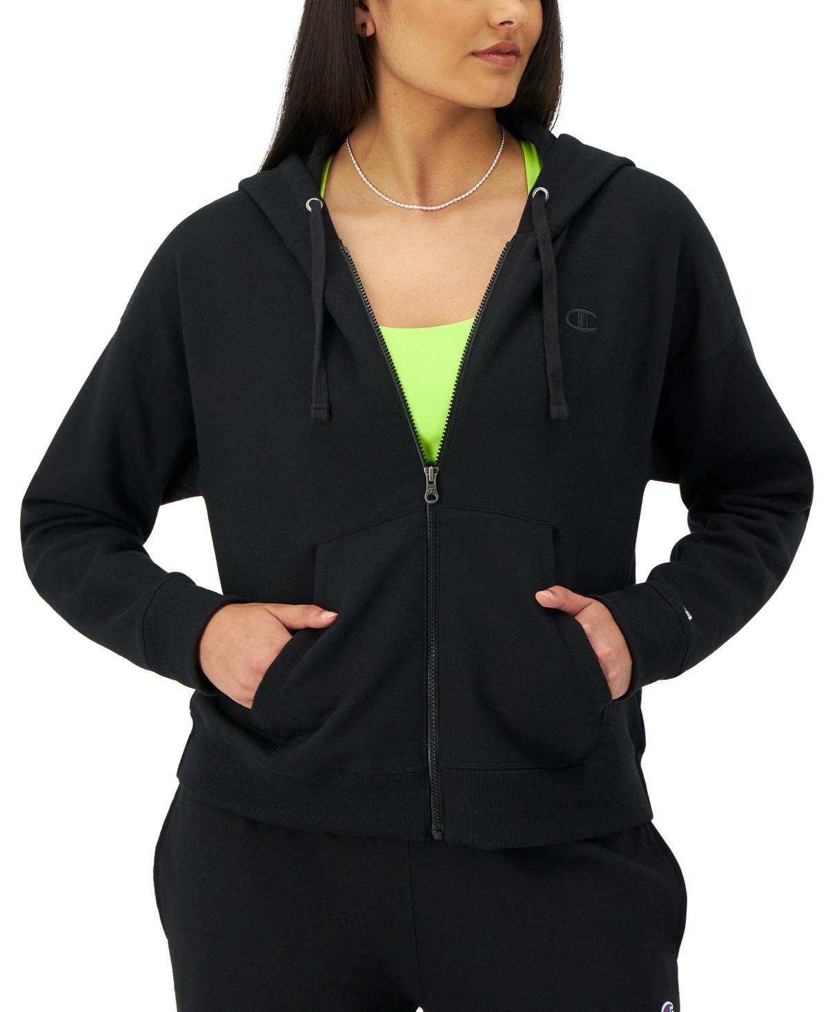 Womens Champion Powerblend Zip-Up Hoodie, C Logo Black M Product Image