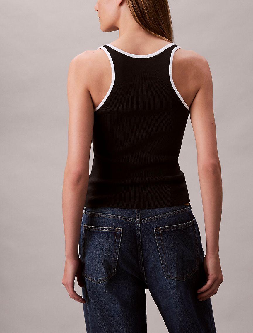 Contrast Trim Ribbed Tank Top Product Image