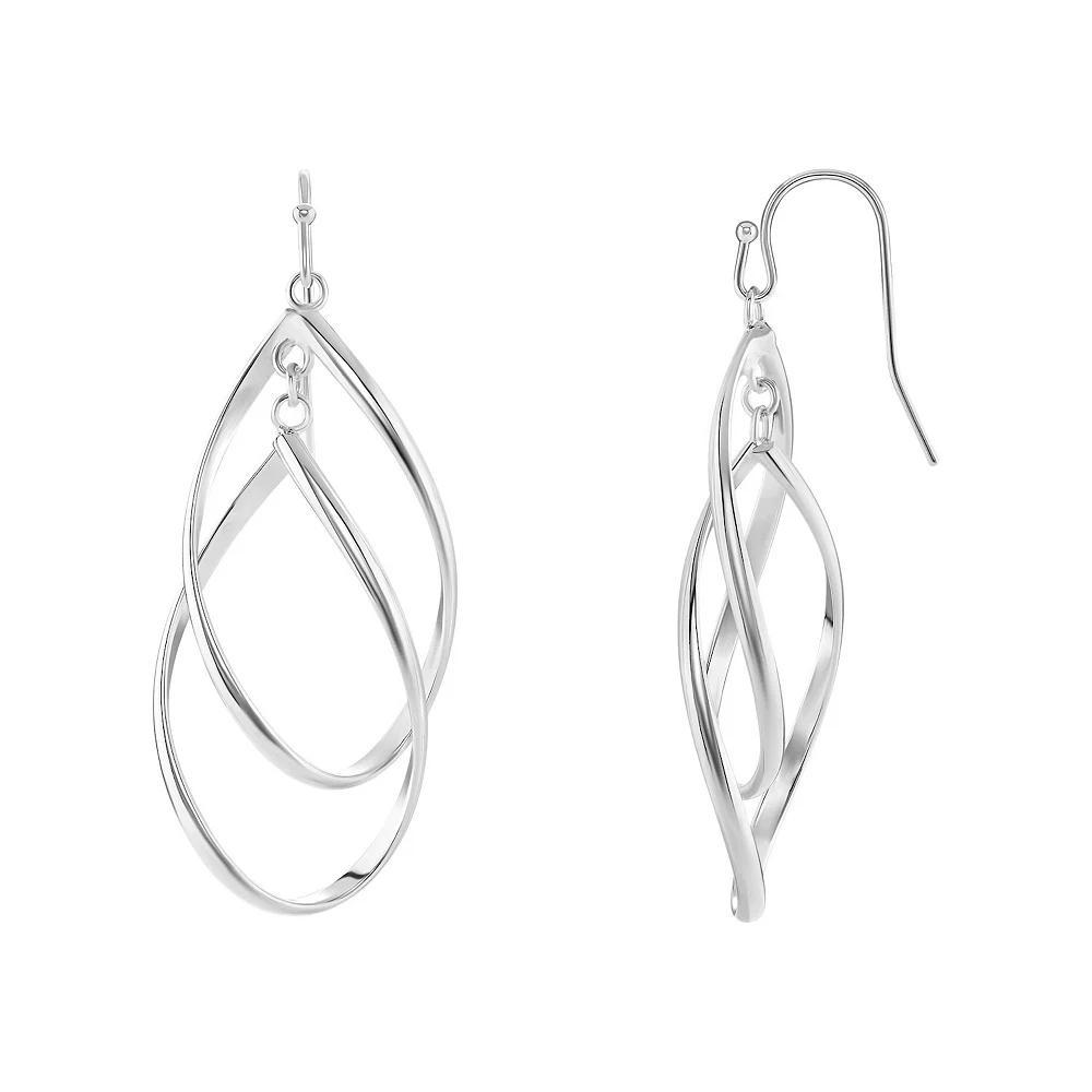 PRIMROSE Silver Tone Polished Double Twisted Teardrop Earrings, Women's Product Image