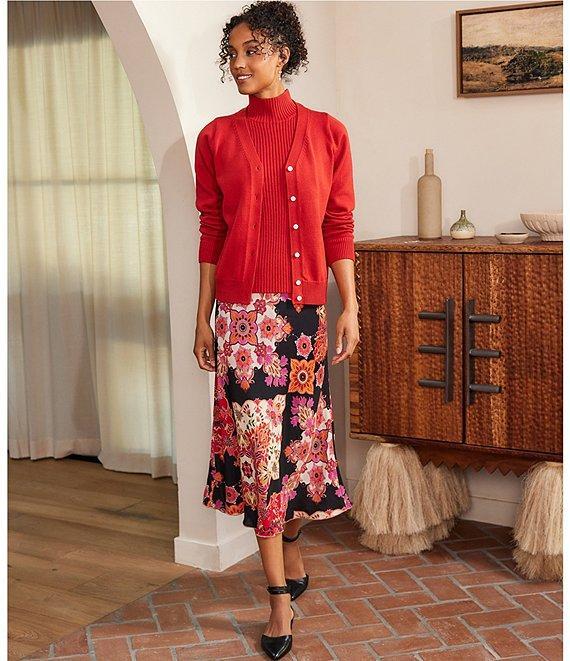 Karen Kane Medallion Floral Bias Cut Midi Skirt Product Image