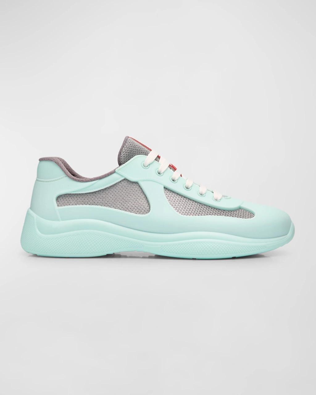 PRADA Men's America's Cup Soft Rubber And Bike Fabric Sneakers In Mint Product Image