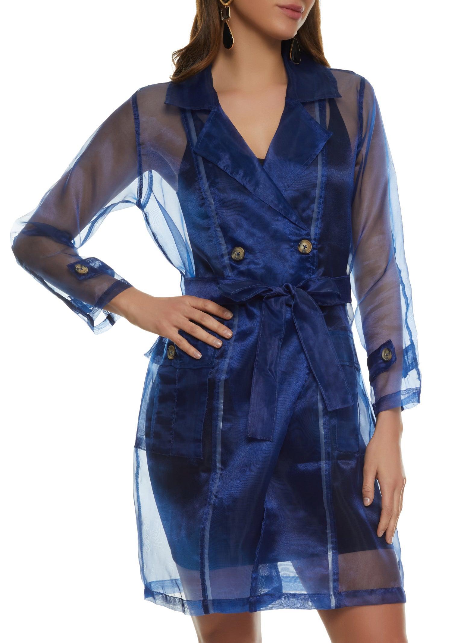 Womens Sheer Organza Trench Coat Product Image