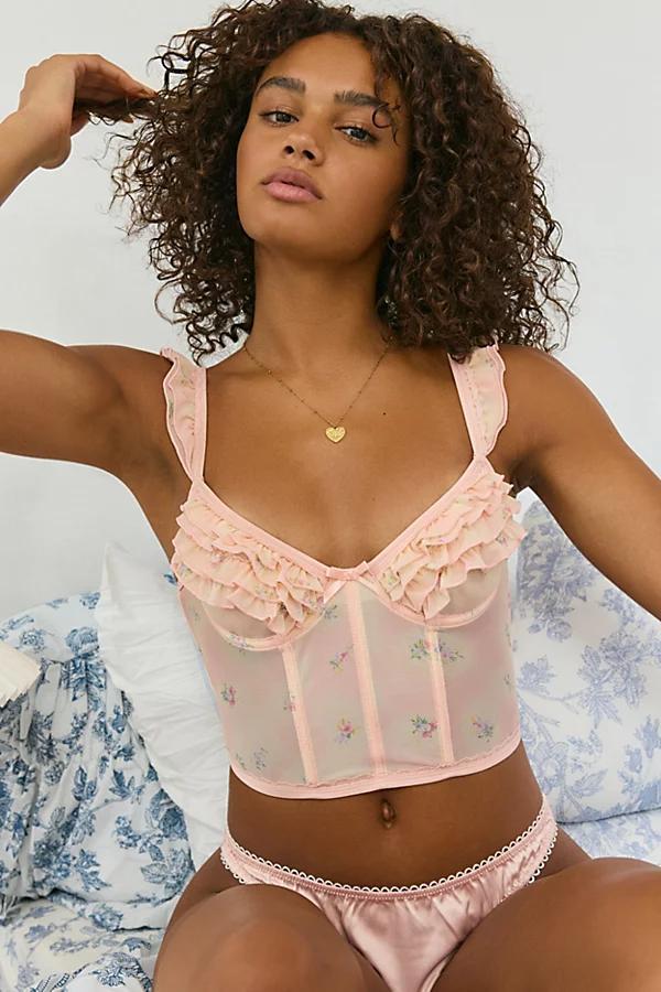 Out From Under Florence Ruffle Mesh Corset Top Womens at Urban Outfitters Product Image