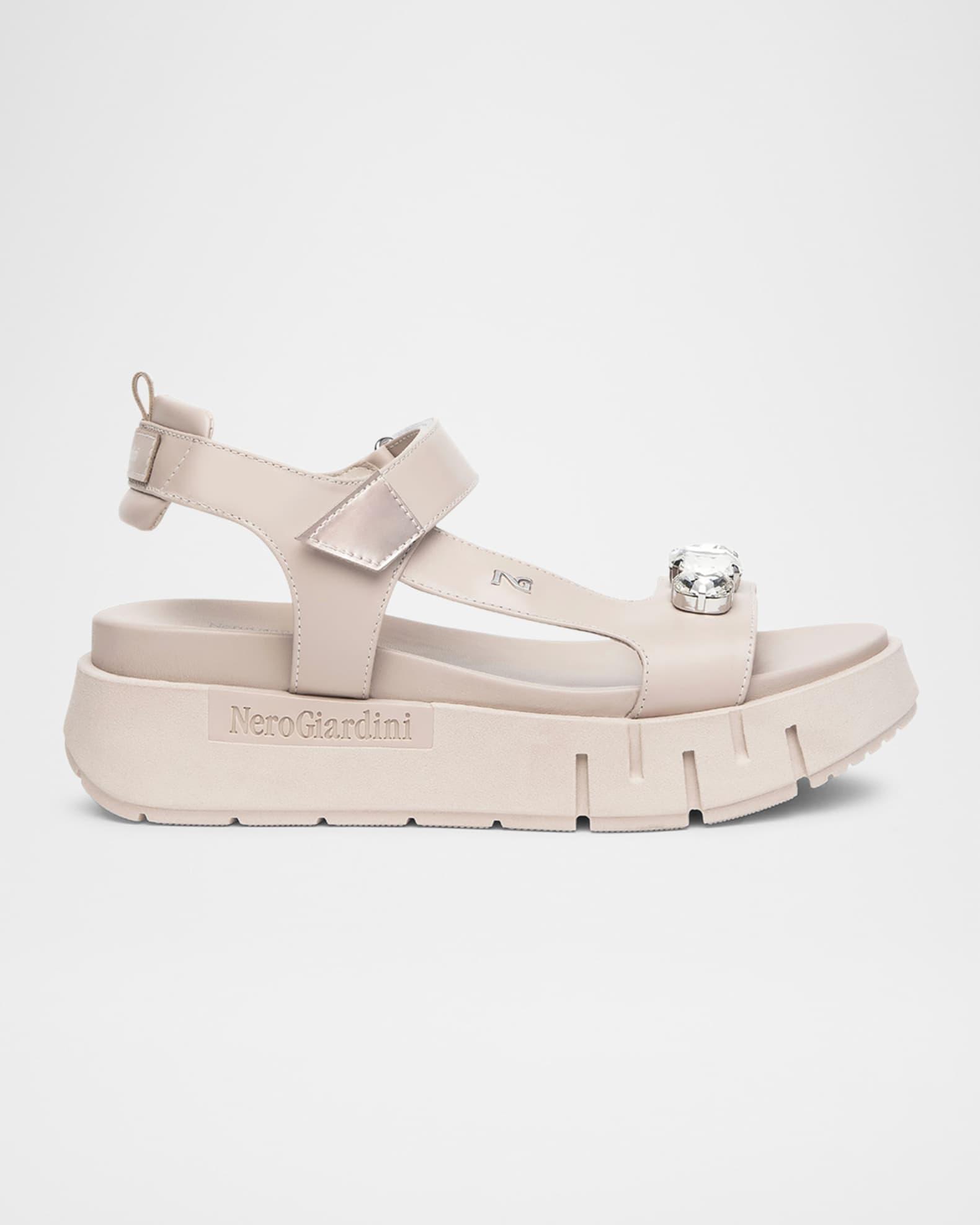 Stone Embellished Leather Sandals Product Image