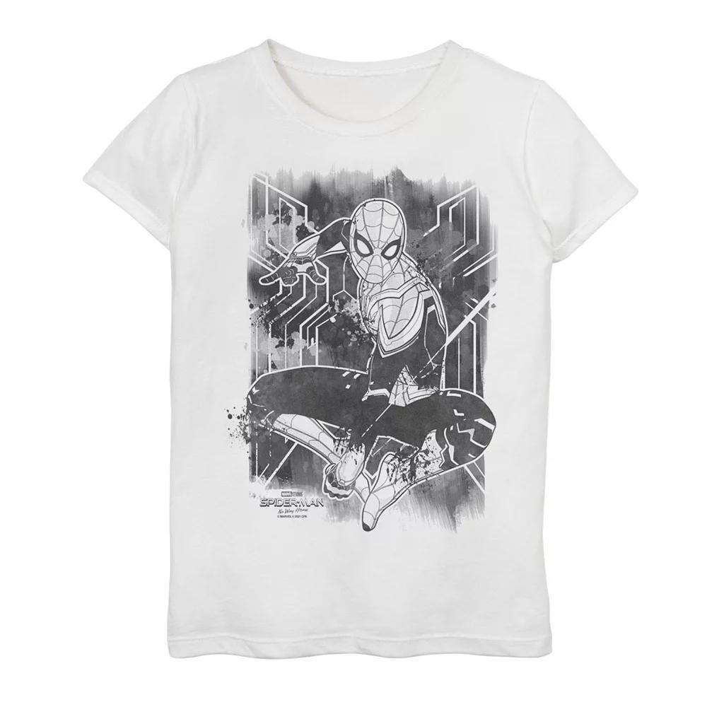 Girls 7-16 Marvel Spider-Man No Way Home Spider-Man Inked Poster Tee, Girl's, Size: Small, White Product Image