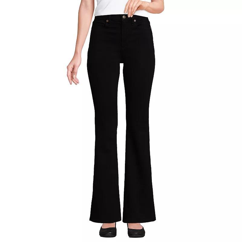 Women's Lands' End High Rise Skinny Flare Jeans, Size: 10, Black Product Image