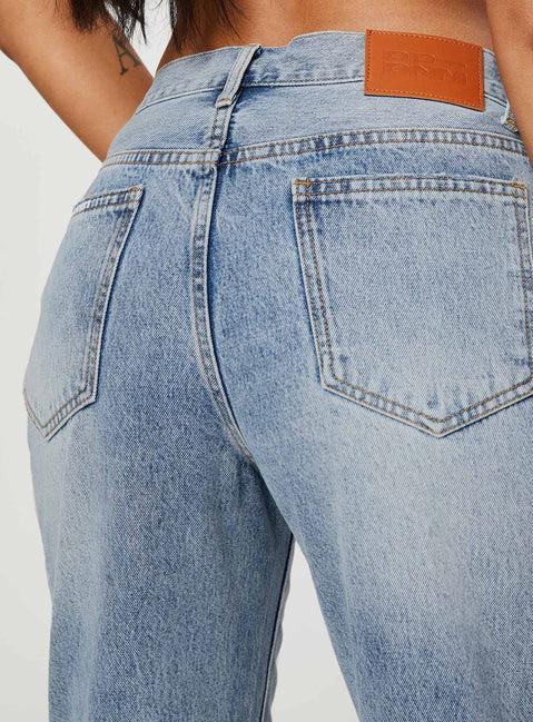 Holly Mid Rise Straight Leg Asymmetric Jean Light Wash Denim Product Image