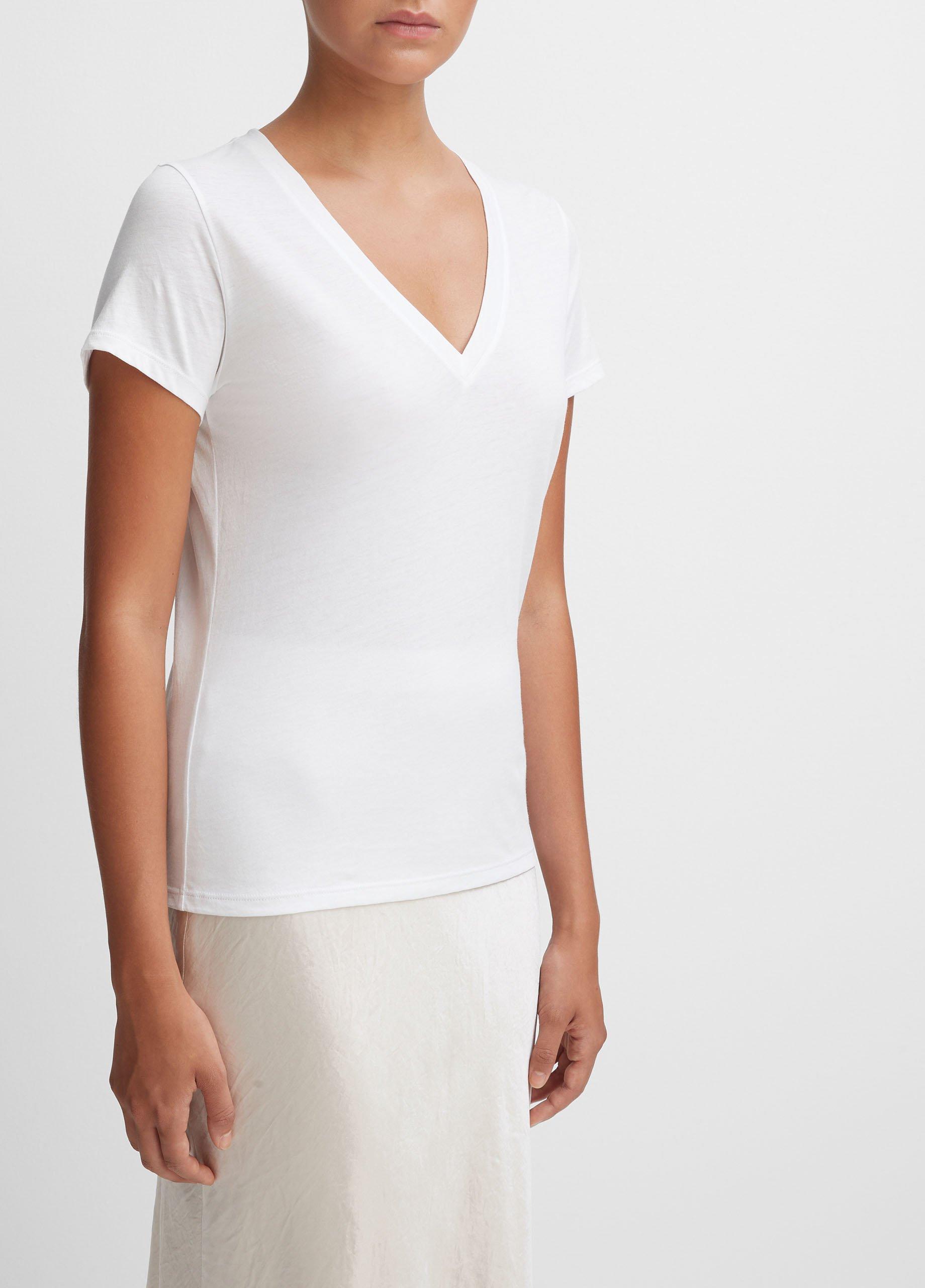 Essential Pima Cotton V-Neck T-Shirt Product Image