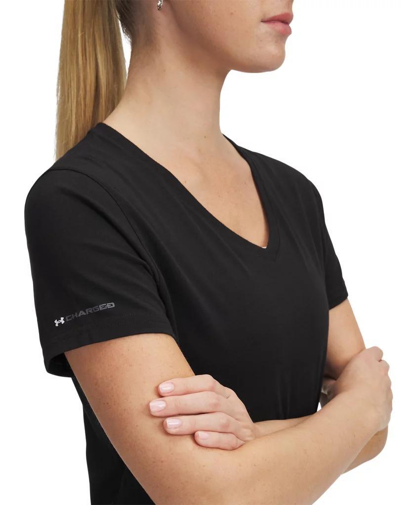 Women's UA Icon Charged Cotton V-Neck Short Sleeve Product Image