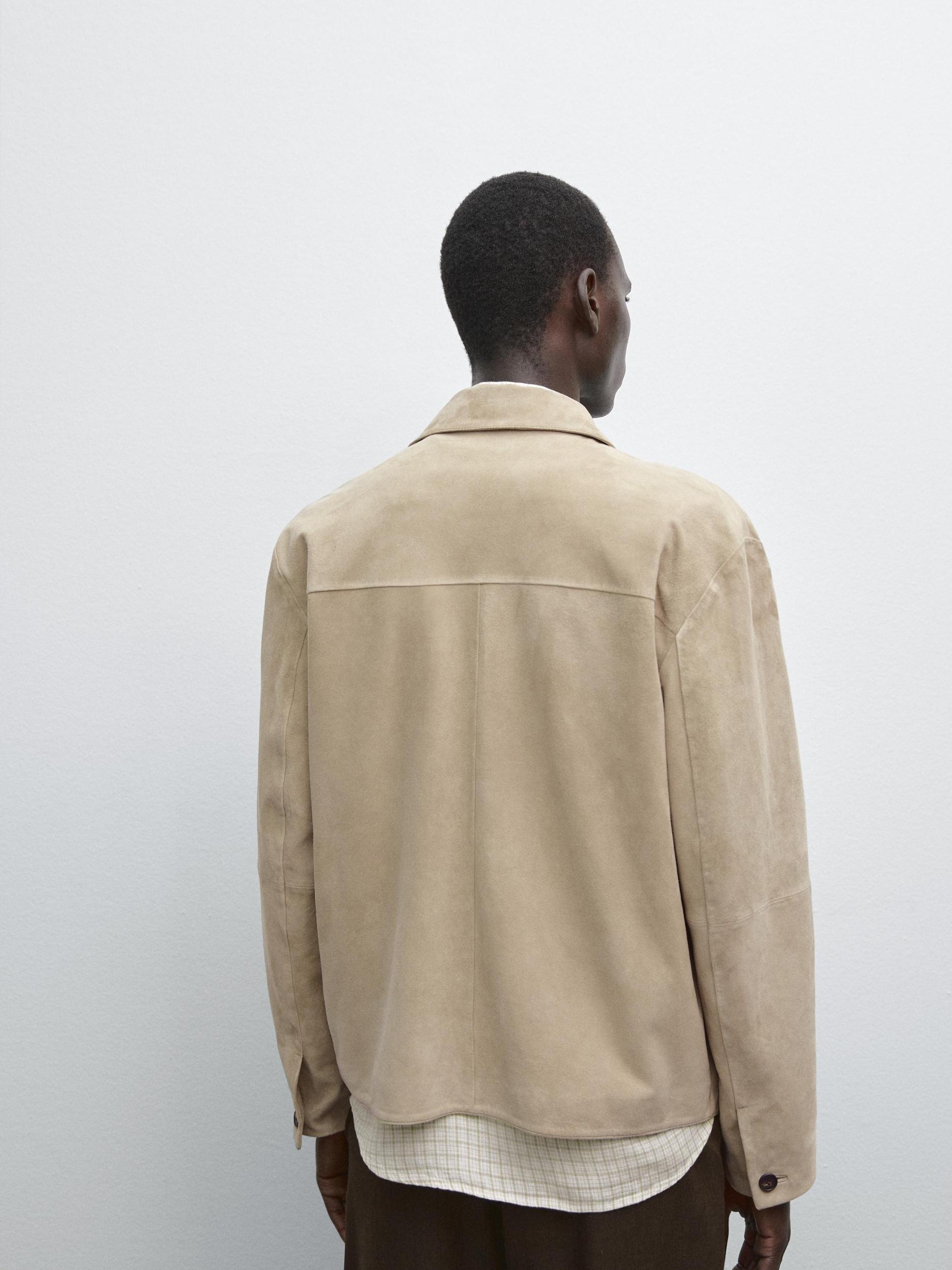 Short suede leather jacket Product Image