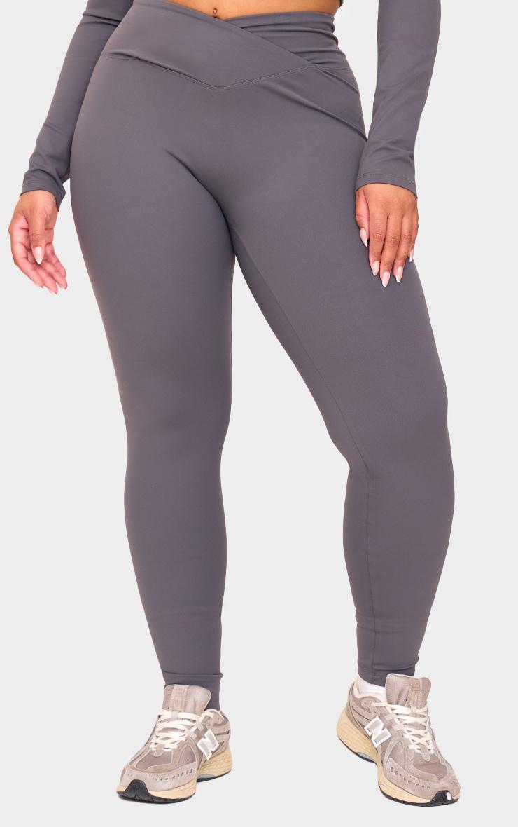 Charcoal Sculpt Wrap Waist Gym Leggings Product Image