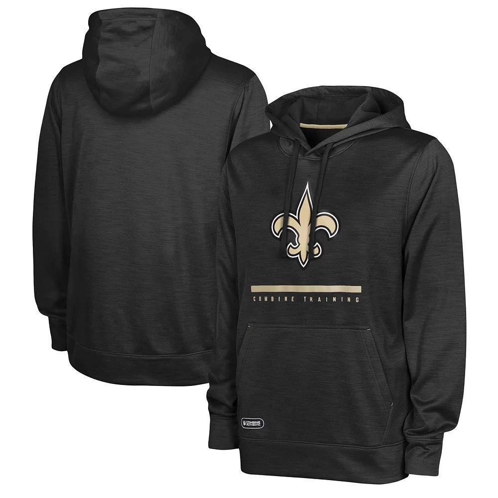 Men's Black New Orleans Saints Speed Drill Streak Pullover Hoodie, Size: XL Product Image