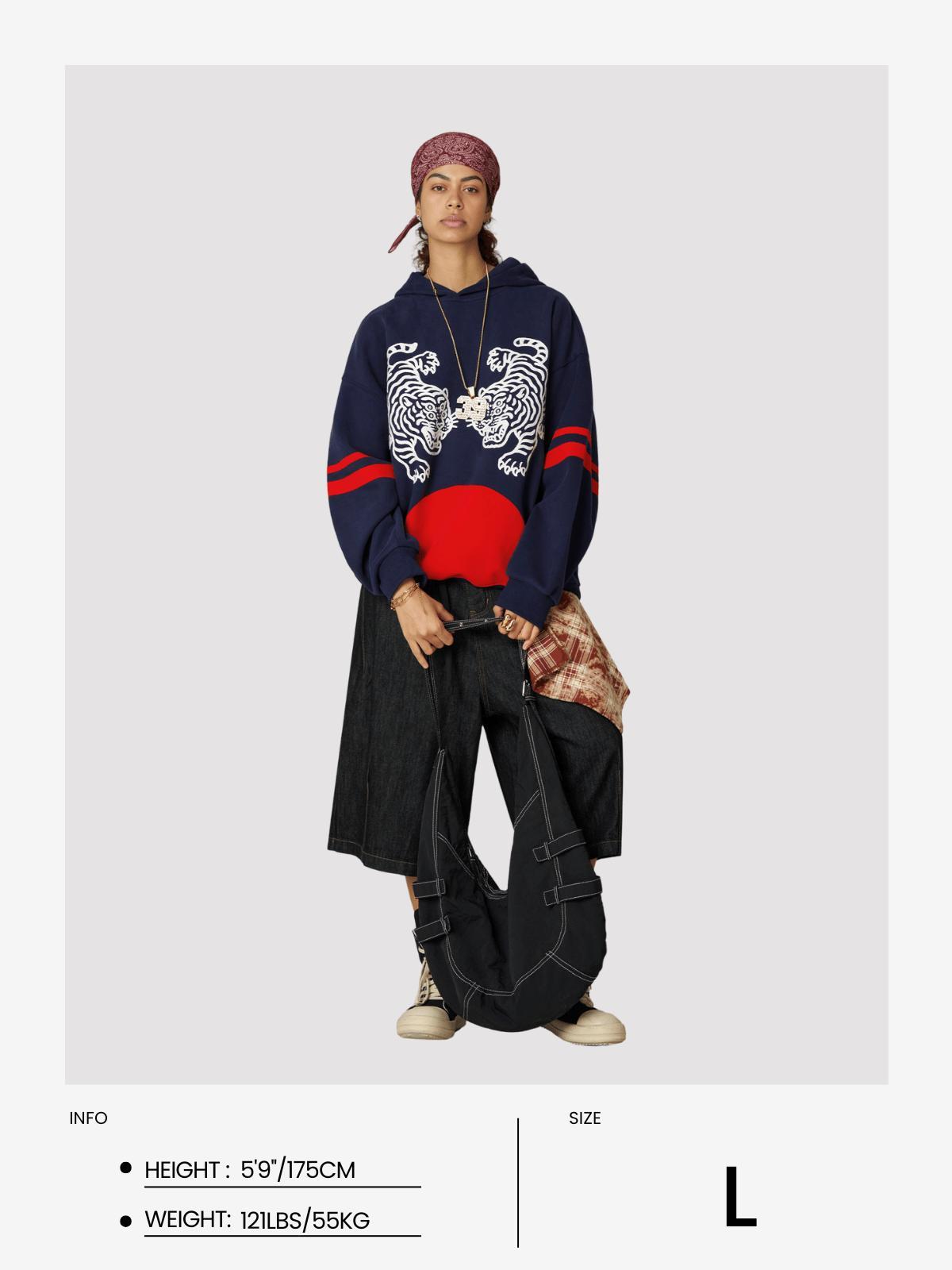 Aelfric Eden Oversized  Embroidery Tiger Hoodie Product Image