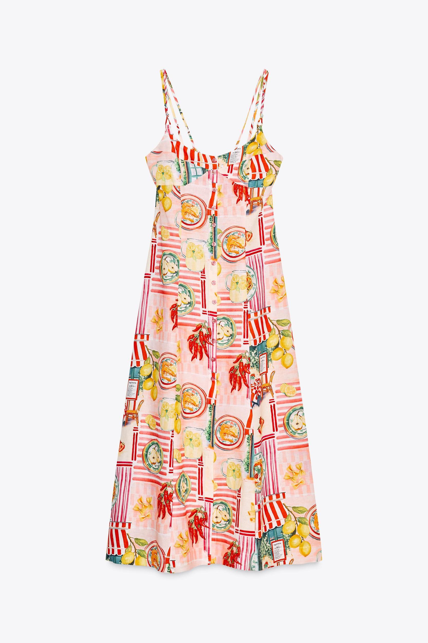 PATCHWORK PRINT LINEN MIDI DRESS Product Image