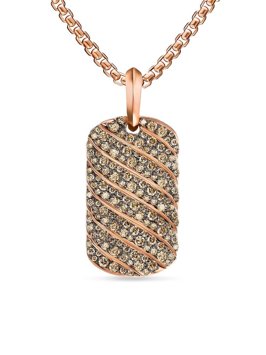 Mens Sculpted Cable Tag in 18K Rose Gold Product Image