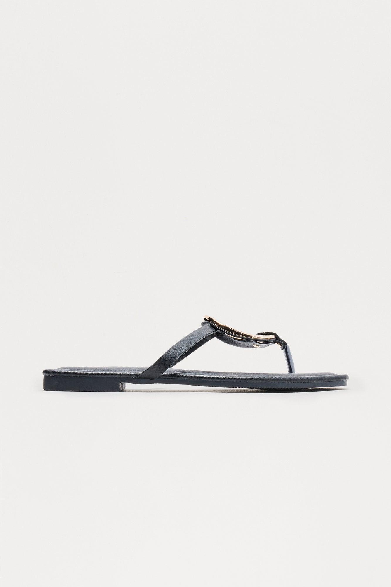 Sea Salt Hardware Flip Flops - Black Female Product Image