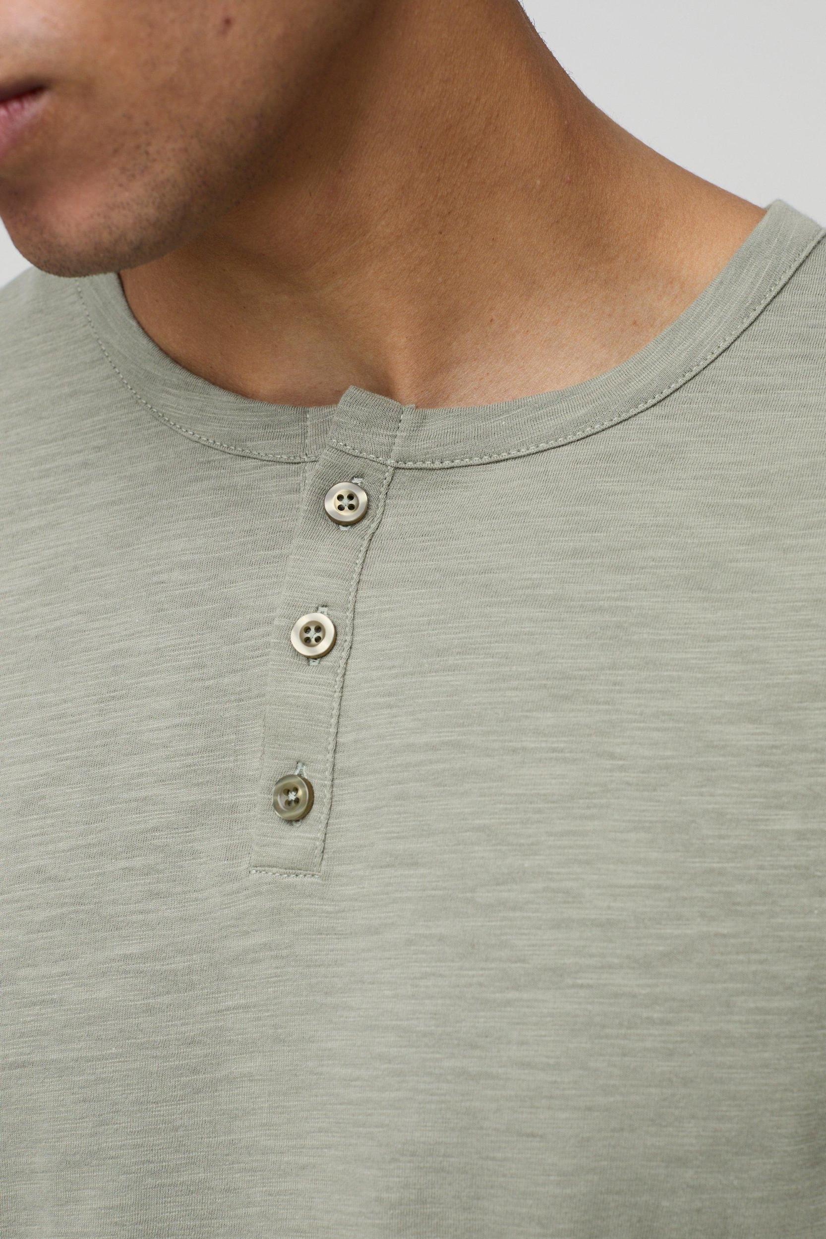 Regular Fit Button Neck Slub T-Shirt | boohooMAN USA Product Image