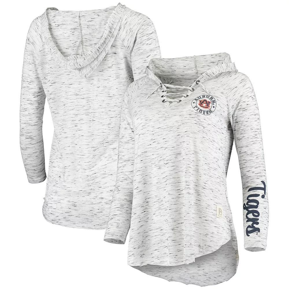 Women's Pressbox Gray Auburn Tigers Space Dye Lace-Up V-Neck Long Sleeve T-Shirt, Size: Small, Grey Product Image