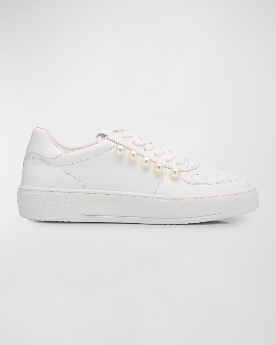 Leather Pearly Stud Low-Top Sneakers Product Image