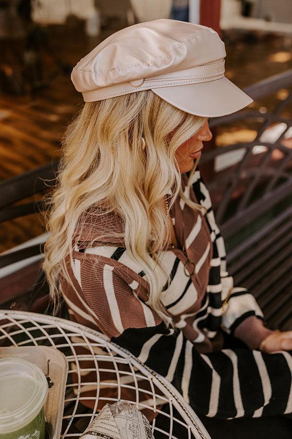 Uptown Chic Faux Leather Cabbie Hat in Champagne Product Image