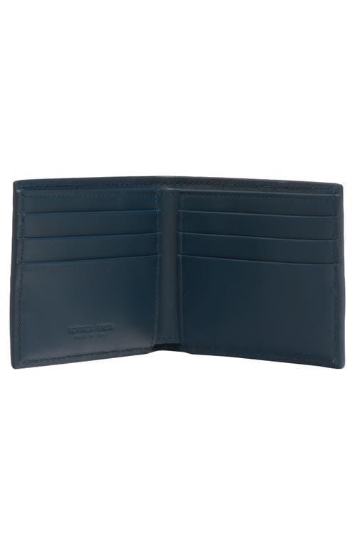 BOTTEGA VENETA Cassette Intreccio Leather Bifold Wallet In Deep Blue Product Image