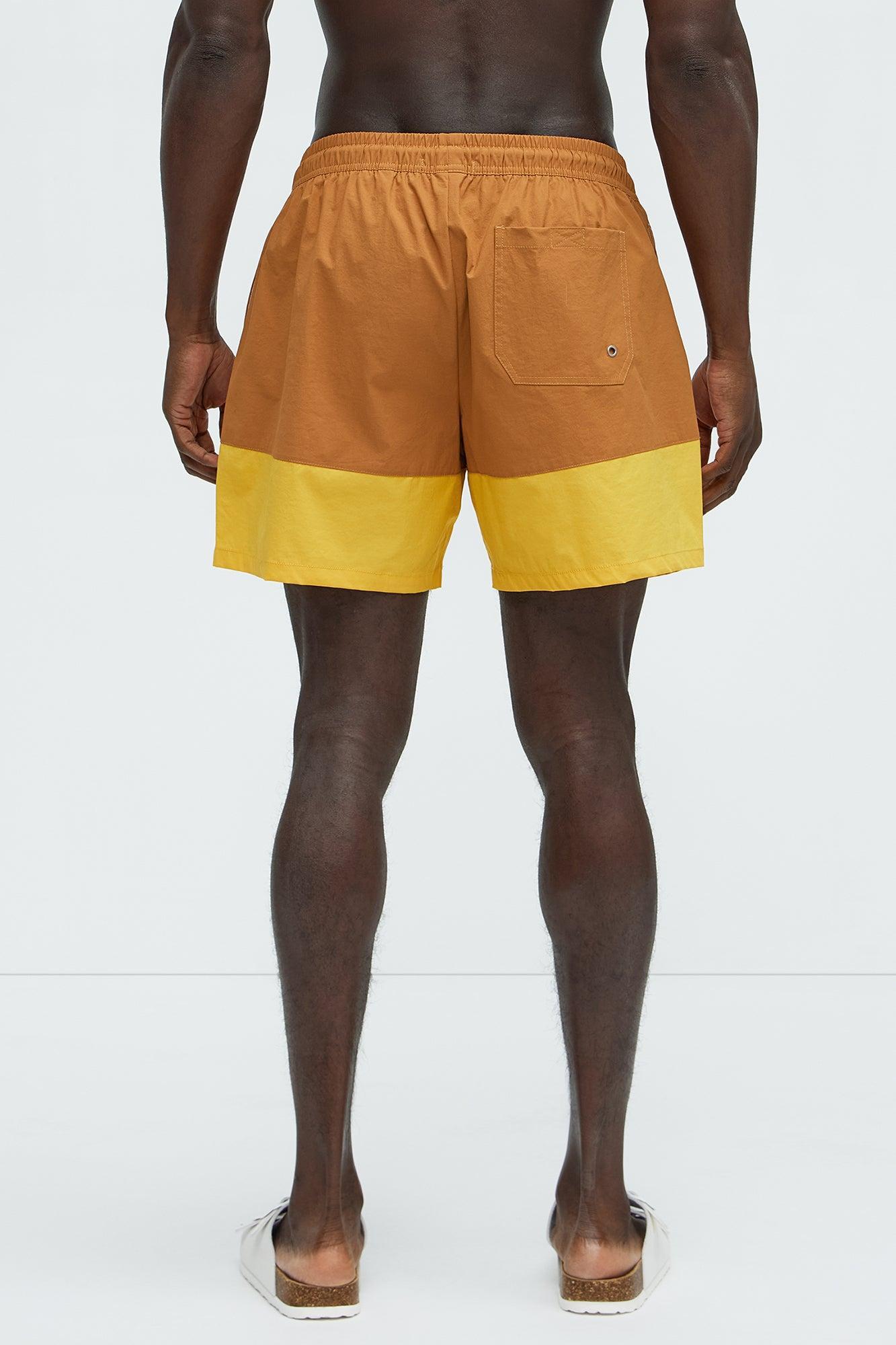 Colorblock Swim Mid Trunk - Mustard/combo Product Image