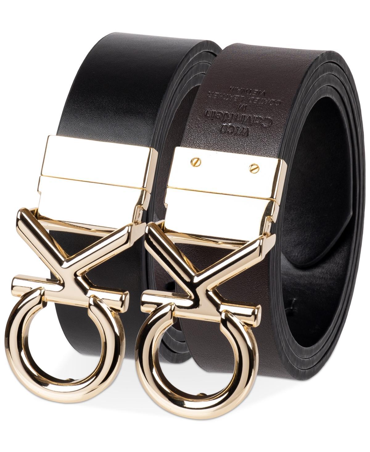 Calvin Klein Womens Reversible Puffed Ck Monogram Buckle Belt - Bone Product Image