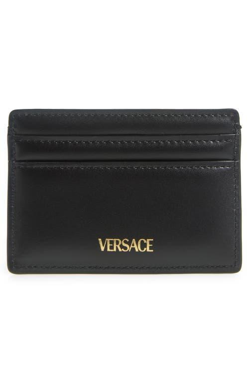 VERSACE Medusa Leather Card Case In Black- Gold Product Image