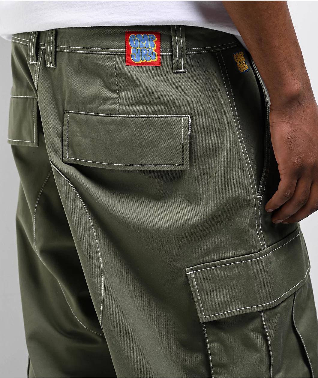 Empyre Contrast Olive Ultra Loose Cargo Skate Pants Product Image