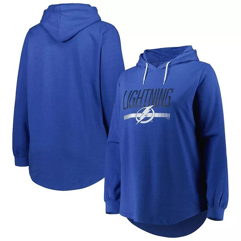 Womens Heather Blue Tampa Bay Lightning Plus Size Fleece Pullover Hoodie Product Image