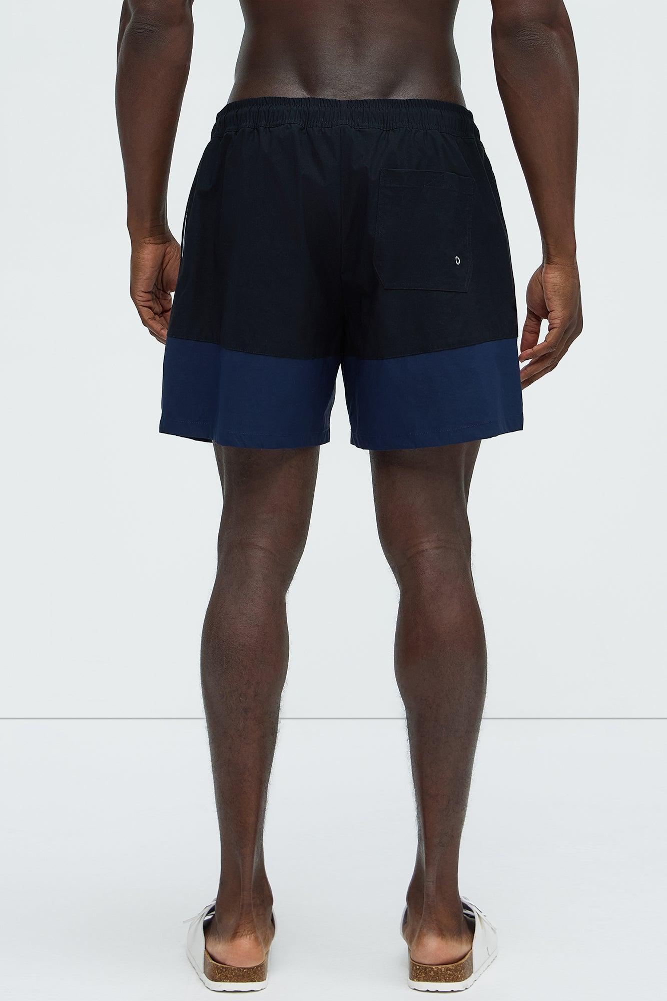 Colorblock Swim Mid Trunk - Black/combo Product Image