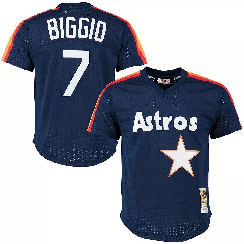 Men's Mitchell & Ness Craig Biggio Navy Houston Astros Cooperstown Mesh Batting Practice Jersey,  Product Image