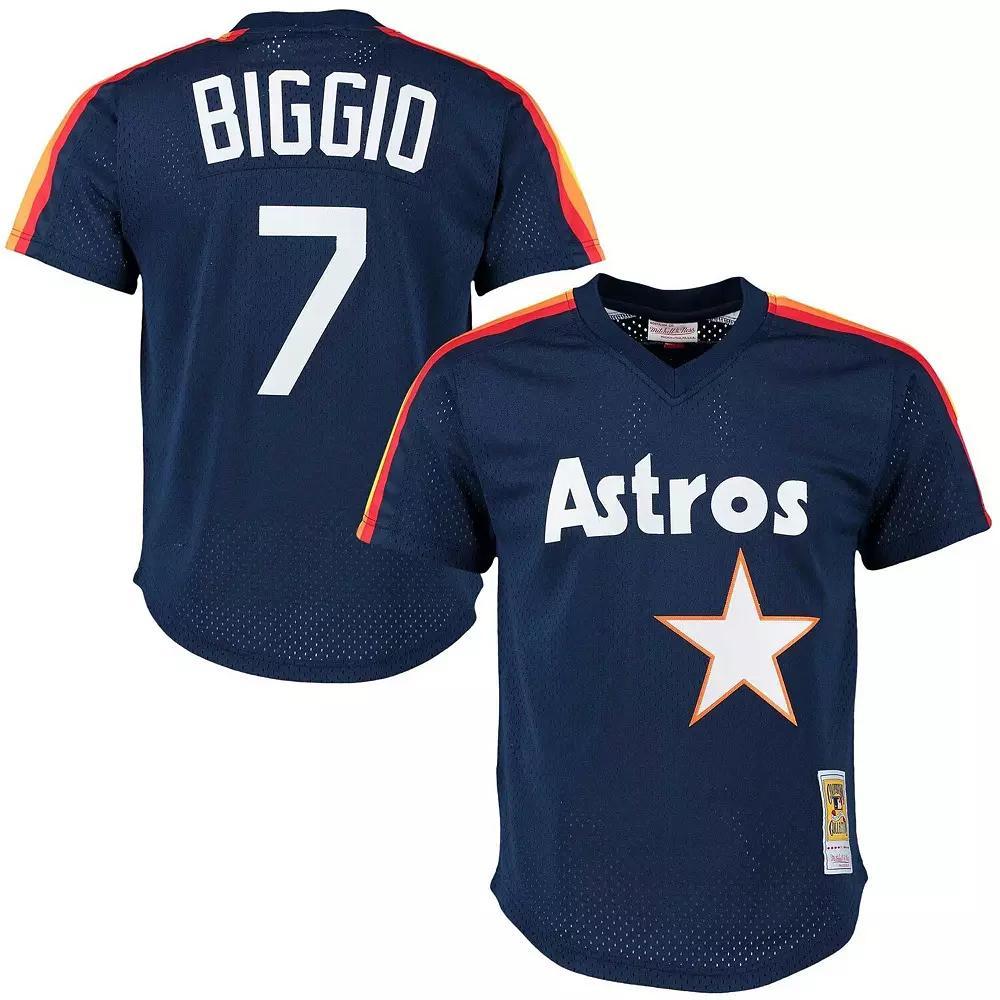 Men's Mitchell & Ness Craig Biggio Navy Houston Astros Cooperstown Mesh Batting Practice Jersey,  Product Image