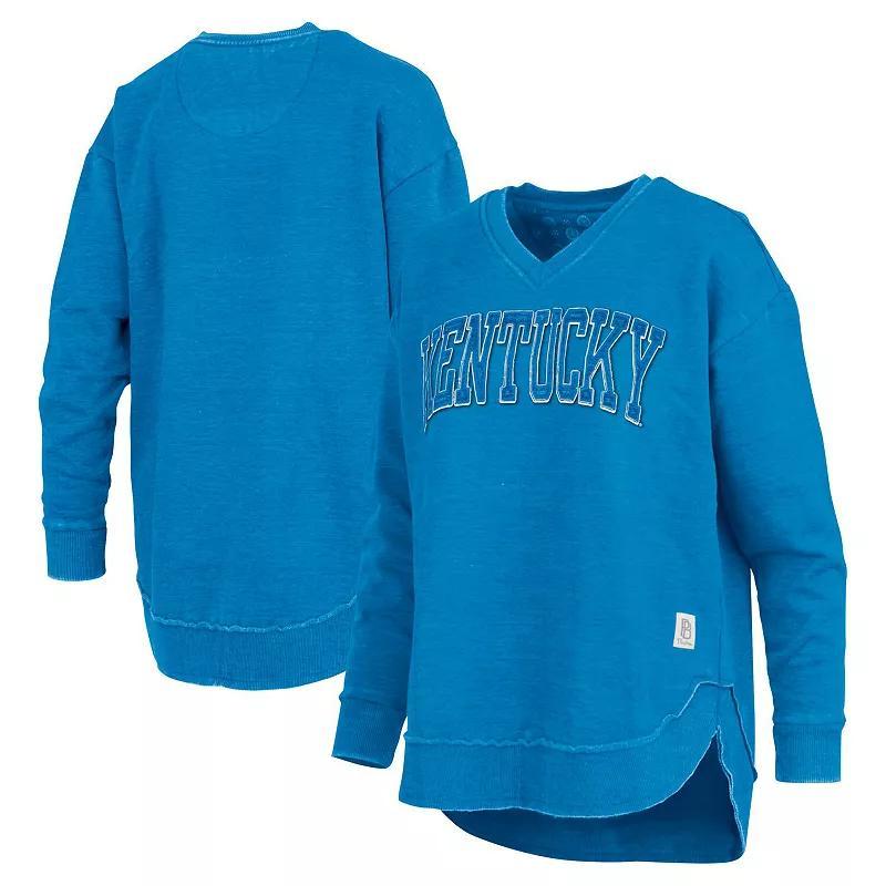 Women's Pressbox  Royal Kentucky Wildcats Westin Poncho V-Neck Pullover Sweatshirt, Size: Small, Blue Product Image