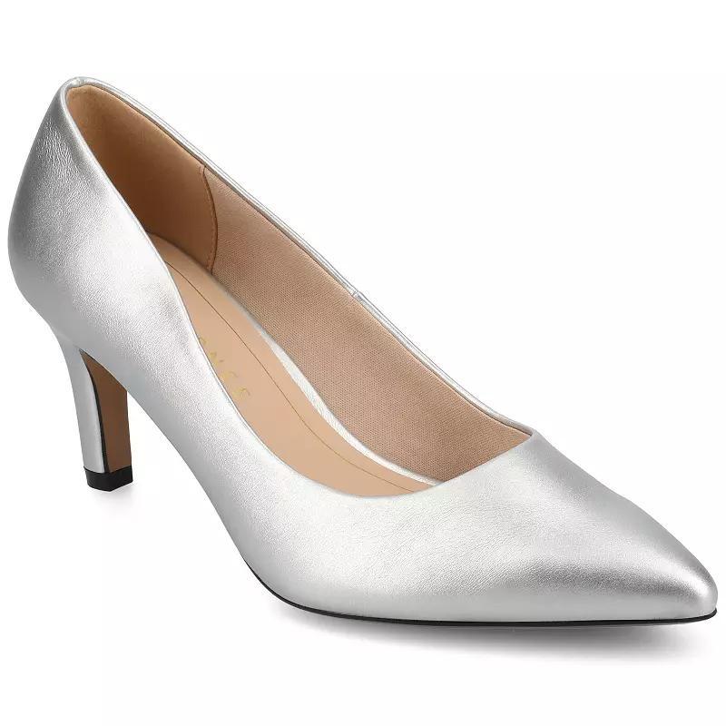 Journee Scylee Slip-On Stiletto Pointed-Toe High Heel Shoes, Women's, Size: 12, Silver Product Image