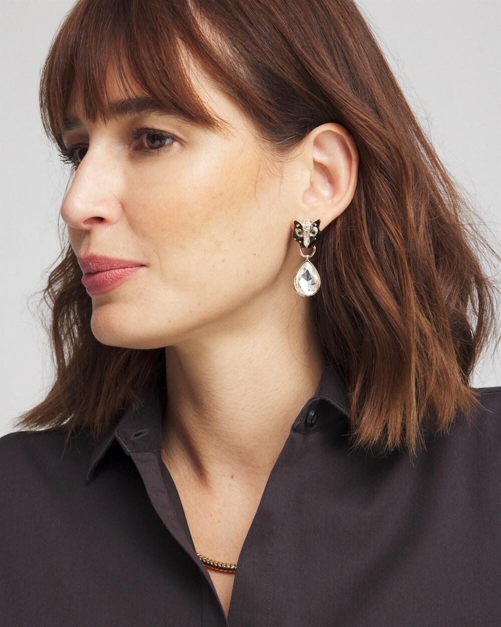 No Droop™ Jaguar Embellished Drop Earrings Product Image