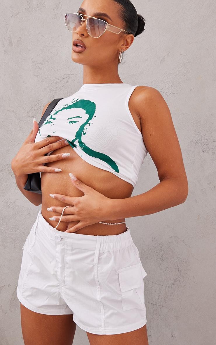 White Lightweight Low Rise Cargo Shorts Product Image