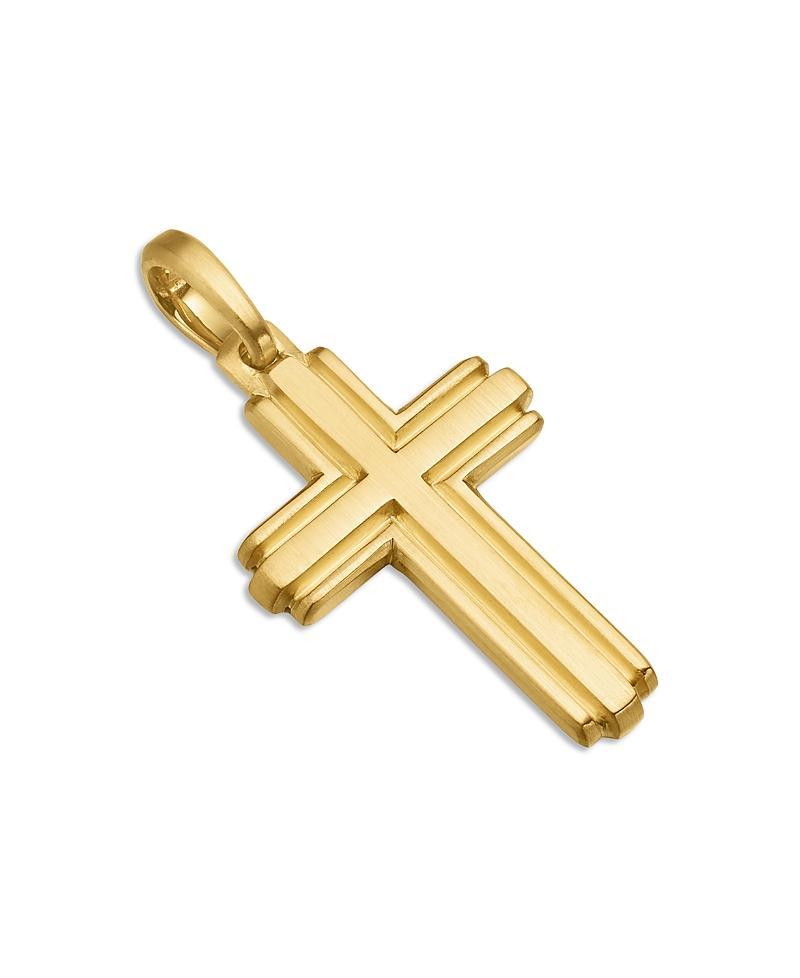 Mens Deco Cross Pendant in 18K Gold, 34mm Product Image