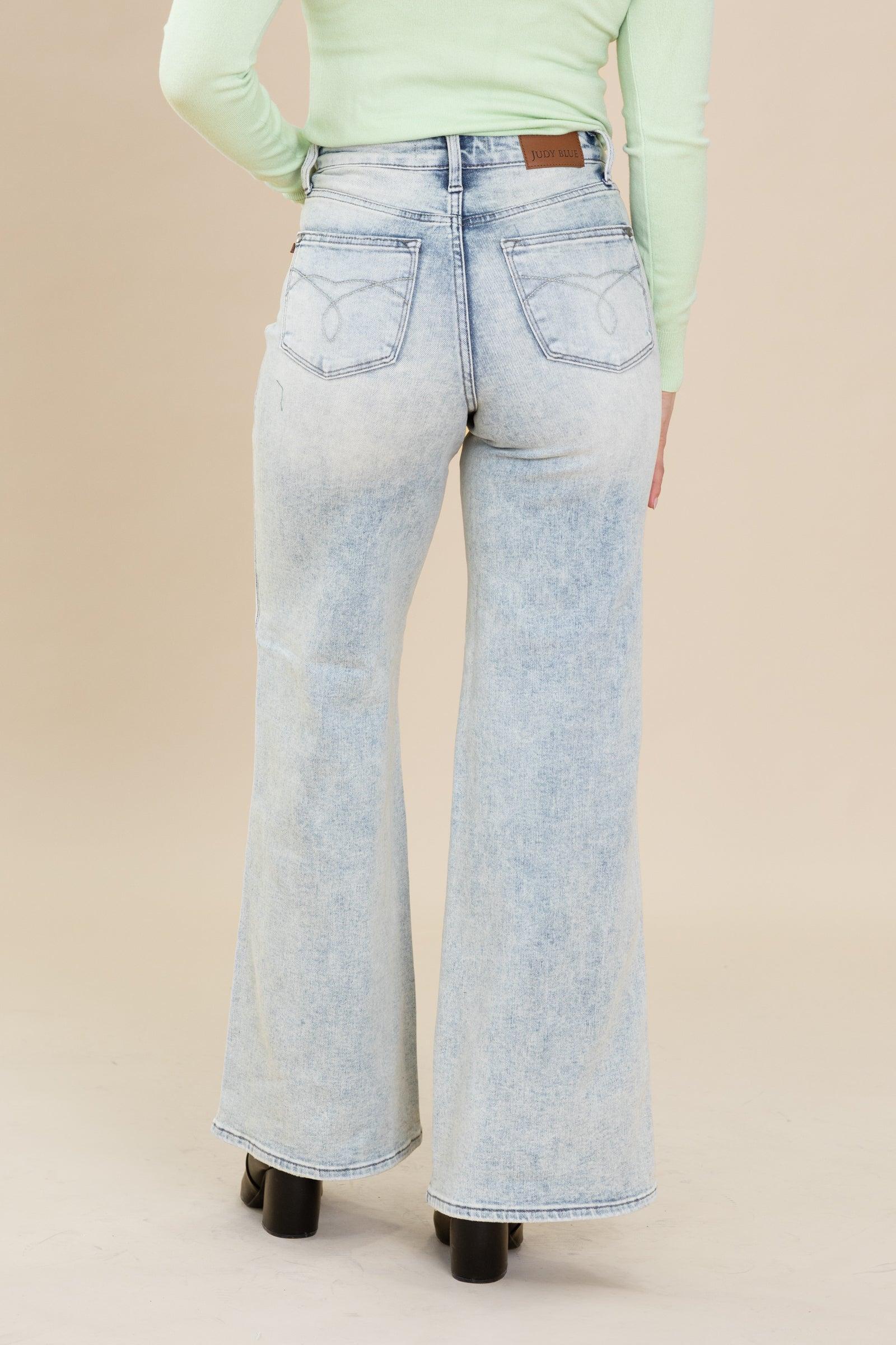 Judy Blue Light Tummy Control Retro Wide Jeans Product Image