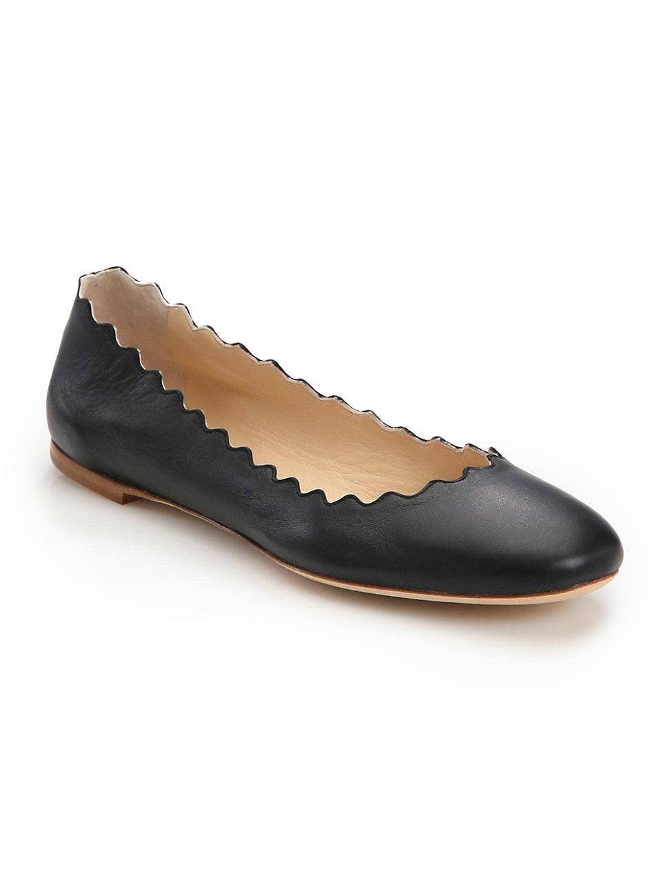 Lauren Scalloped Leather Ballet Flats Product Image