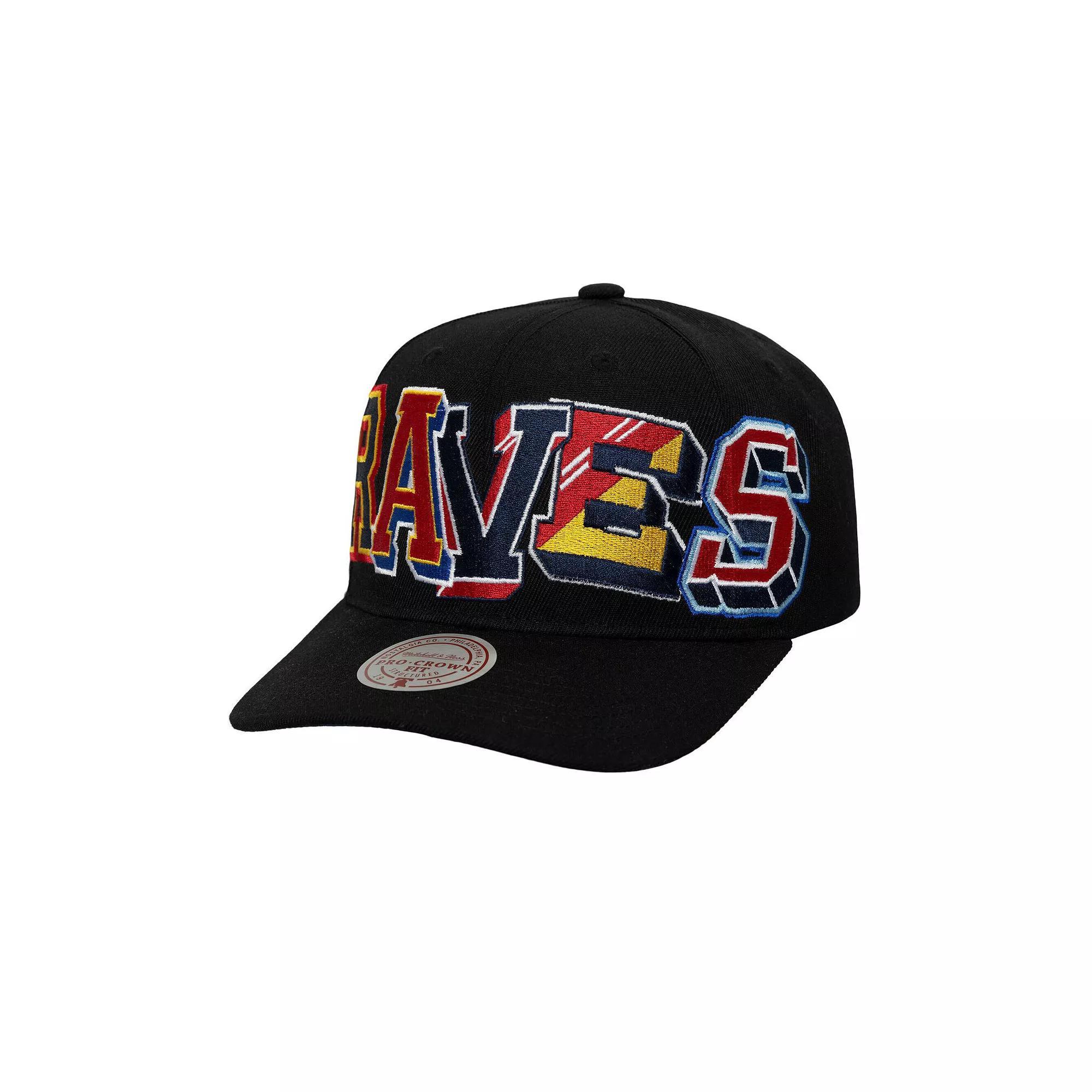 Men's Mitchell & Ness Black Atlanta Braves Hyper Type Pro Crown Snapback Hat Product Image